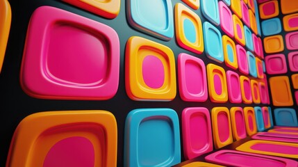 Abstract geometric shapes in a vibrant and colorful pattern.