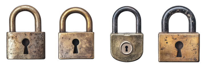 Collection of Padlock isolated on transparent background