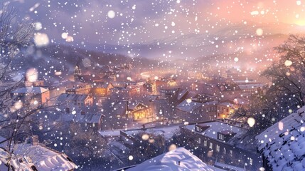 Fototapeta premium Snowflakes in the winter snowï¼ŒLights in the winter snow