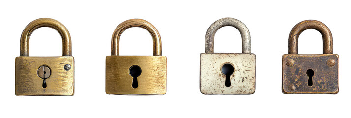 Collection of Padlock isolated on transparent background