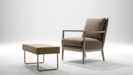 Obraz premium AI generative. Minimal design of coffee table set mockup, gray with blank white background. 2