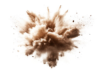 Massive mushroom cloud explosion isolated white background