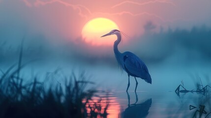 Fototapeta premium Heron at Sunrise