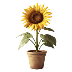 Obraz premium Vibrant Sunflower in a Clay Pot