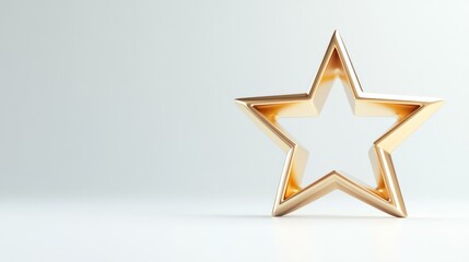 Obraz premium Gold star symbol, isolated and glossy, centered on a clean white background in 3D.
