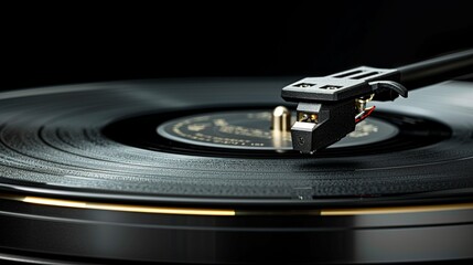 Close-Up of a Vinyl Record with the Needle Coming into Contact, Bringing Music to Life in a Classic Analog Format