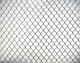 Fototapeta premium chain link metal wired mesh fence texture pattern macro closeup with white background