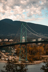 Fototapeta premium Vancouver BC, Canada. Waterfront overlooking Lions Gate Bridge Road