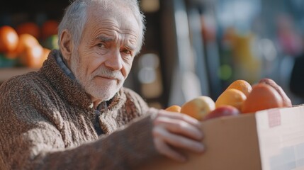 Elderly Man Shopping for Fruit