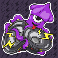 Octopus and speaker t-shirt design