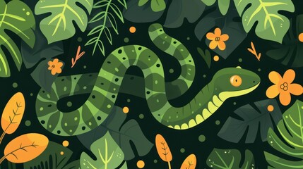 Flat cartoon snake illustration 