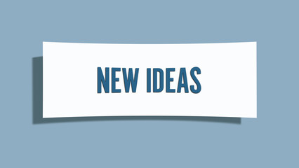 New Ideas. A card isolated on blue background.
