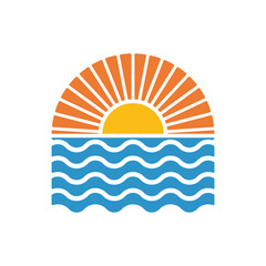 Simple Sunset Logo Template Icon