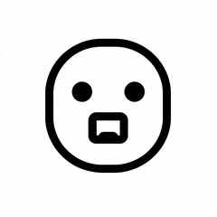 Fototapeta premium A simple, minimalist emoticon depicting a shocked or surprised expression with a round face and open mouth.