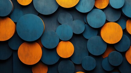 A collage of circles in various shades of blue and orange.