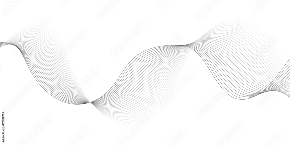 Wall mural white wave curve lines banner background design. abstract soft wave lines dynamic flowing gray light
