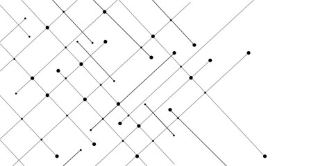 Technology abstract white digital background of connected dot with black line .many squares and rectangle shapes .Internet connection network high digital technology with connecting points and 
