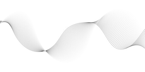 White wave curve lines banner background design. Abstract soft wave lines dynamic flowing gray light isolated background. Vector Illustration of the gray pattern of lines. Black stripes on white .	
