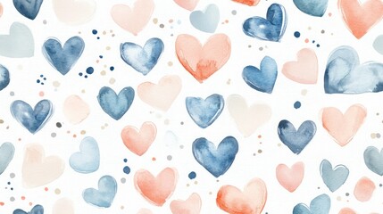 Watercolor seamless pattern featuring playful hearts perfect for romantic designs and gifts