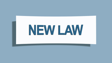 New Law.. A card isolated on blue background.