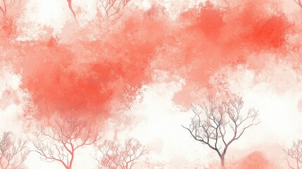 Seamless pattern featuring elegant coral oil painting and blush aquarelle with vintage rustic textures perfect for fabric design or wall art