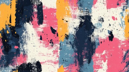 Fototapeta premium Seamless pattern of abstract colorful grunge texture featuring chaotic brush strokes for wallpaper and poster design