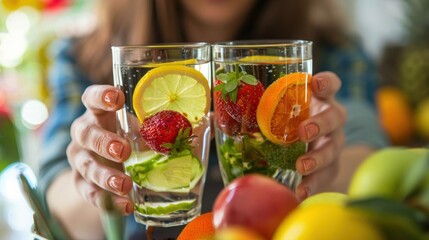 A community nutritionist sharing the benefits of incorporating fruits and vegetables into daily water intake.