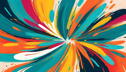 illustration Dynamic abstract brush strokes in bright colors