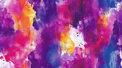 Vibrant seamless pattern featuring purple abstract watercolor textures and multicolored tie dye effects ideal for fabric design or artistic projects