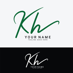 Fototapeta premium K, H, KH Initial letter logo. Alphabet KH Handwritten Signature logo