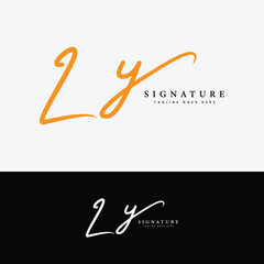 L, Y, LY Initial letter logo. Alphabet LY Handwritten Signature logo