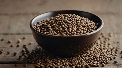 buckwheat in a bowl on a wooden table