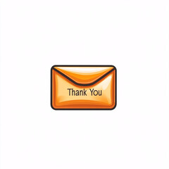 A vibrant orange envelope featuring the words "Thank You," conveying gratitude in a simple yet visually appealing design.