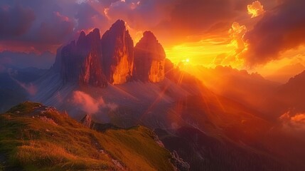 Naklejka premium Majestic Mountain Sunset
