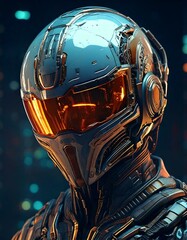 Fototapeta premium generative AI. Futuristic helmet with artificially intelligent high-resolution