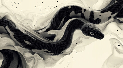 Abstract and Colorful Snake Illustration Design with Pattern japanese japan