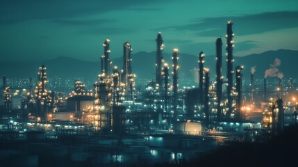 Oil refineries and chemical plants in industrial areas