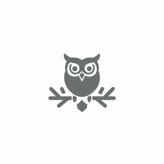 Obraz premium A minimalist illustration of an owl perched on a branch, featuring a simple design and a neutral color palette.