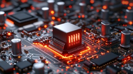 Obraz premium High Tech Circuit Board CPU Microchip Technology Electronics Innovation