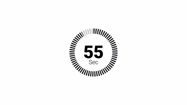  Circle countdown timer One minute animation from 60 to 0 seconds on transparent background with alpha channel, 60 second countdown timer, Countdown video


