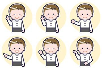 ウェイターのポーズセット_03