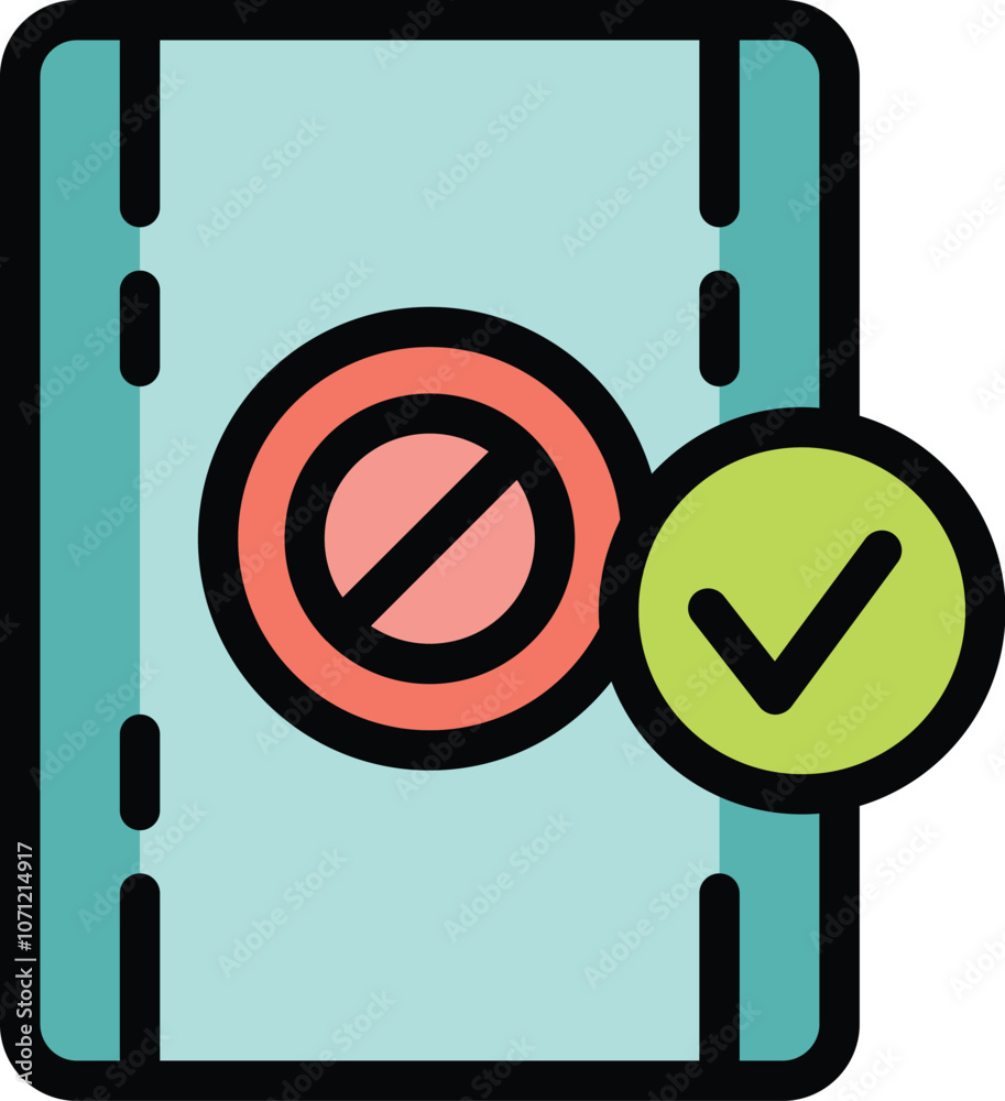 Aufkleber simple vector showing a document being checked with an error icon and a validation icon