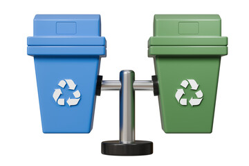 3D Recycle Bin Icon. Minimal Cartoon Waste trash bin, Garbage container, Recycling bin icon. Emphasizing sustainability and eco-friendliness concept. Climate change nature junk concept. 3d render.