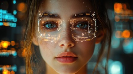 Futuristic AI Interface with Holographic Elements