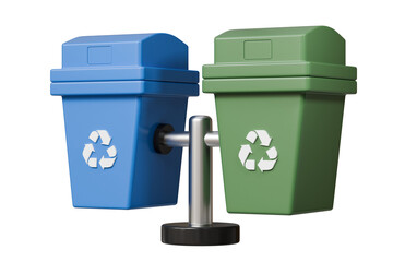 3D Recycle Bin Icon. Minimal Cartoon Waste trash bin, Garbage container, Recycling bin icon. Emphasizing sustainability and eco-friendliness concept. Climate change nature junk concept. 3d render.