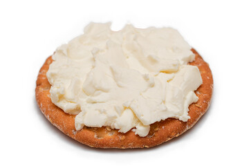 Crispy Cracker Sandwich with Cream Cheese - Isolated on White