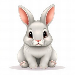 cartoon rabbit sitting down with big ears and big eyes.