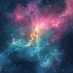 Fototapeta premium A fantasy-inspired cosmic scene with a colorful nebula and twinkling stars scattered across space