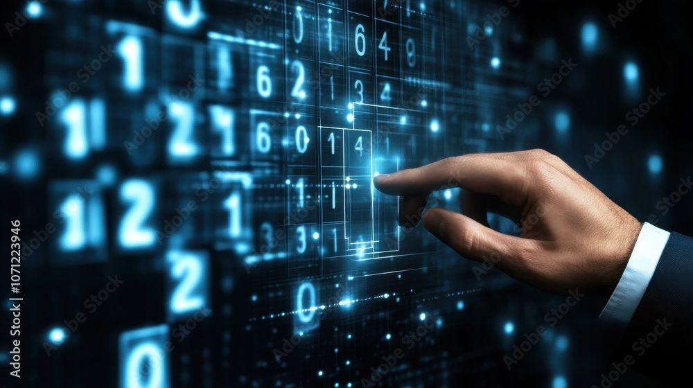Poster digital interaction with numbers and data visualization