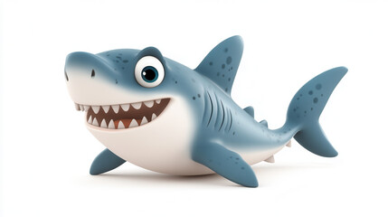 Obraz premium Witty cartoon shark with playful expression, showcasing friendly design and vibrant colors. Perfect for children illustrations and playful themes
